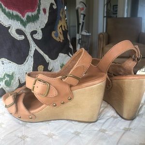 Madewell wedge leather sandals 7 Tan